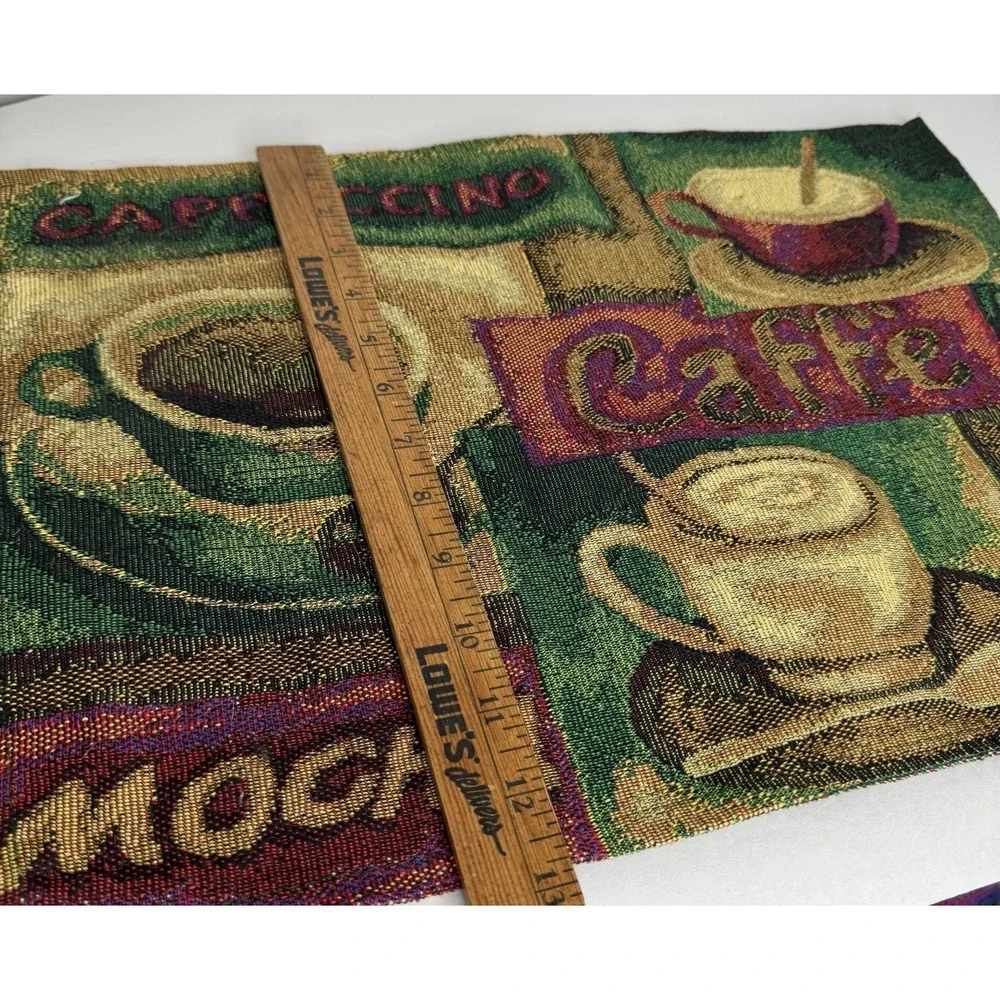 (1) Vintage Woven Place Mat COFFEE Themed Tapestry Caffe Latte Mocha Cappuccino‎
